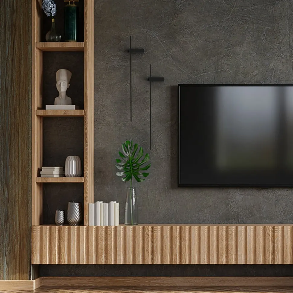 LED-væglampe Motive L, 120 cm bred, sort, metal