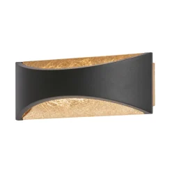 LED-væglampe Rio, sort/bladguld, bredde 23 cm, metal