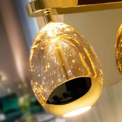 LED-væglampe Rocio, metal, glas, 1-lys, guld