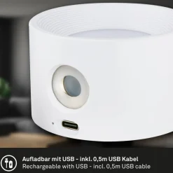 LED-væglampe Tari, hvid, CCT, touchdæmper, USB