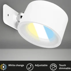 LED-væglampe Tari, hvid, CCT, touchdæmper, USB