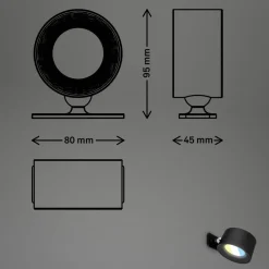 LED-væglampe Tari, sort, CCT, touchdæmper, USB