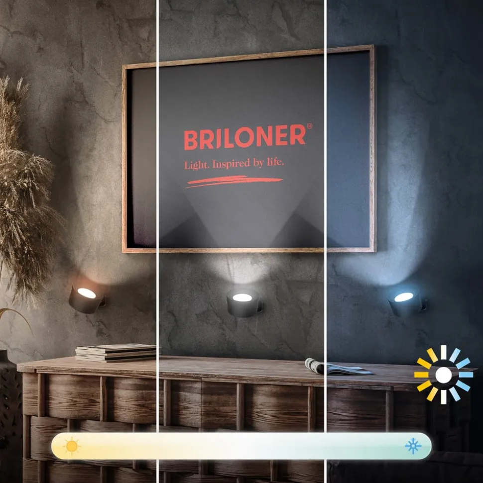 LED-væglampe Tari, sort, CCT, touchdæmper, USB