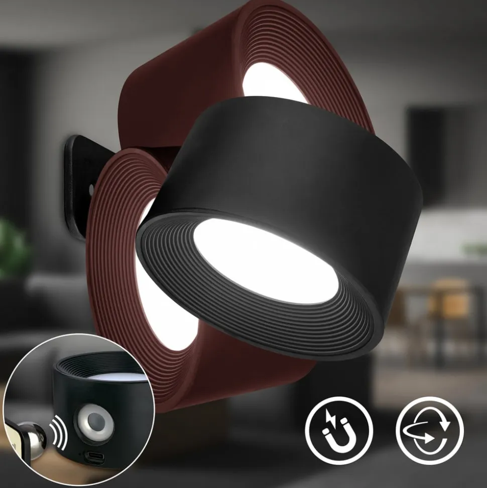 LED-væglampe Tari, sort, CCT, touchdæmper, USB
