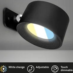 LED-væglampe Tari, sort, CCT, touchdæmper, USB