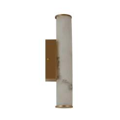 LED-væglampe til badeværelset Wales, guld/marmoreret, 35 cm stål/harpiks