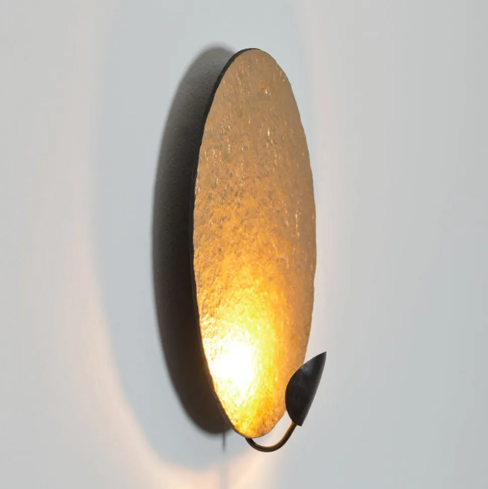 LED-væglampe Traversa, skinnende guld, Ø 35 cm