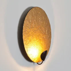 LED-væglampe Traversa, skinnende guld, Ø 35 cm