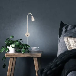 LED-væglampe Tusa, beige, metal, 45 cm, fleksibel arm, GU10