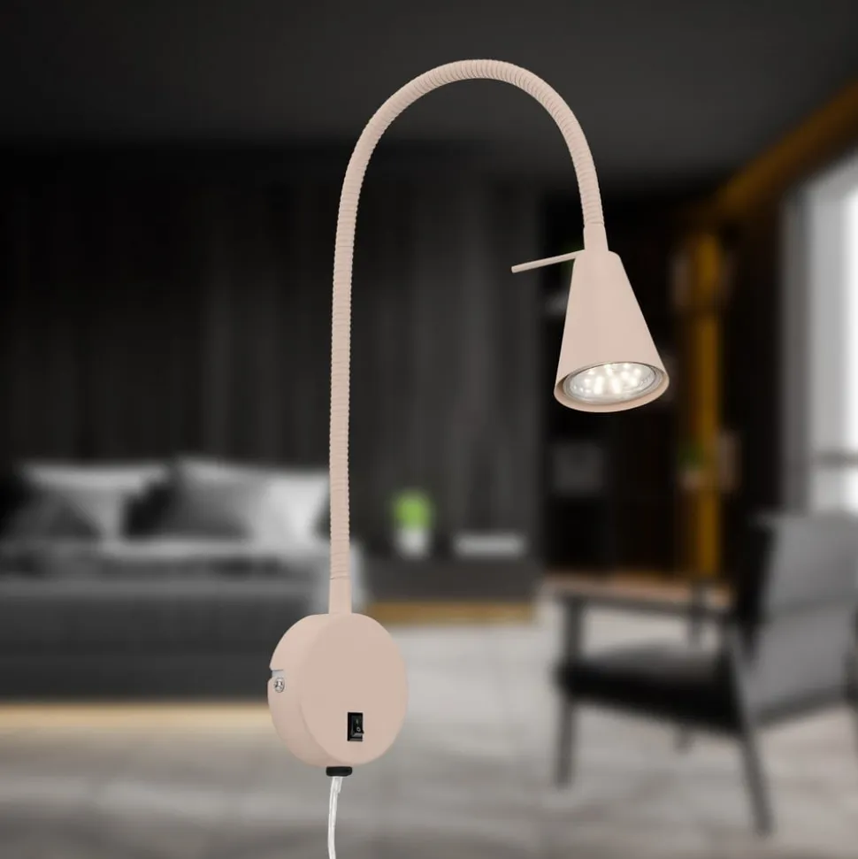 LED-væglampe Tusa, beige, metal, 45 cm, fleksibel arm, GU10