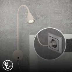 LED-væglampe Tusa, beige, metal, 45 cm, fleksibel arm, GU10