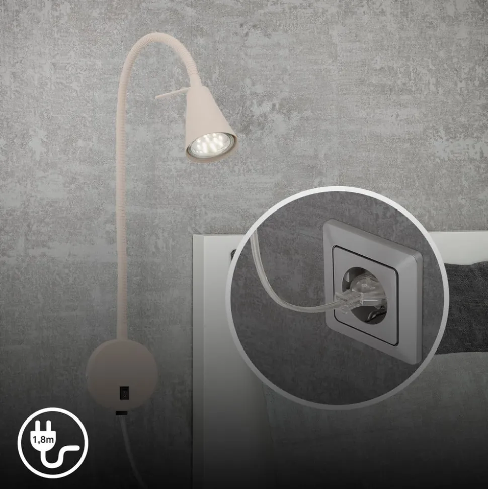 LED-væglampe Tusa, beige, metal, 45 cm, fleksibel arm, GU10