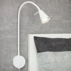 LED-væglampe Tusa, hvid, metal, 45 cm, fleksibel arm