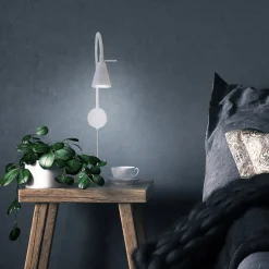 LED-væglampe Tusa, hvid, metal, 45 cm, fleksibel arm