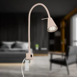 LED-væglampe Tuso, beige, sengemontering, metal, fleksibel arm