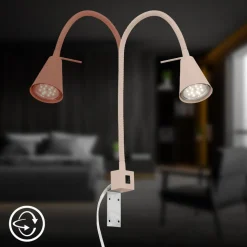LED-væglampe Tuso, beige, sengemontering, metal, fleksibel arm