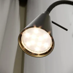 LED-væglampe Tuso, sort, sengemontering, metal