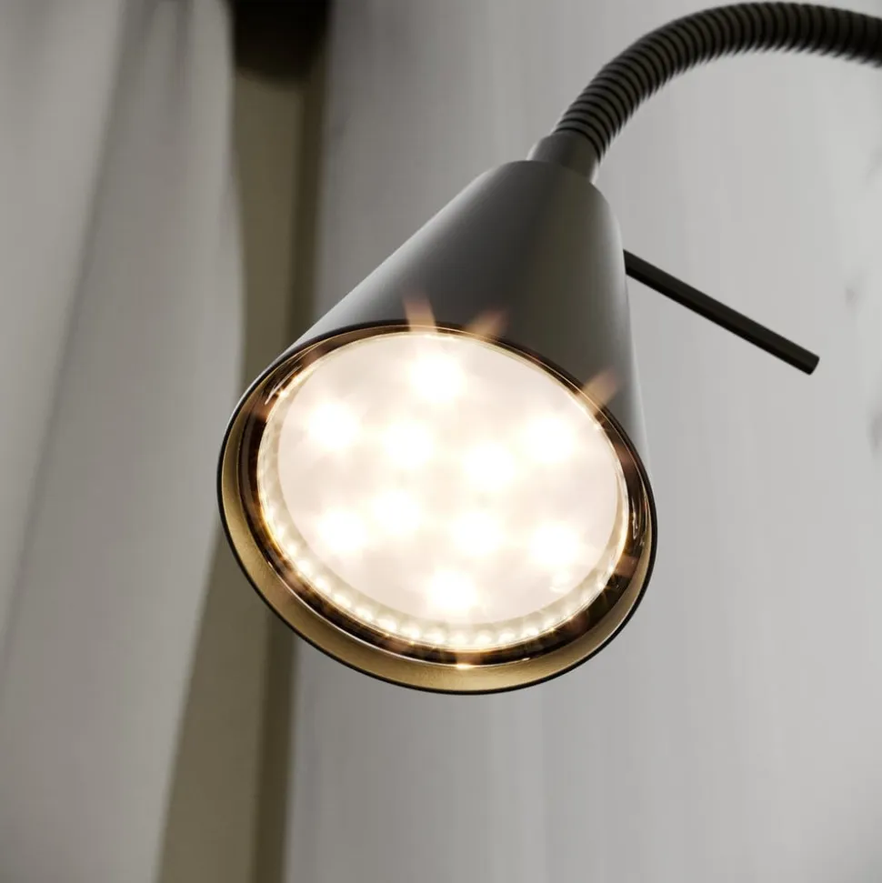 LED-væglampe Tuso, sort, sengemontering, metal