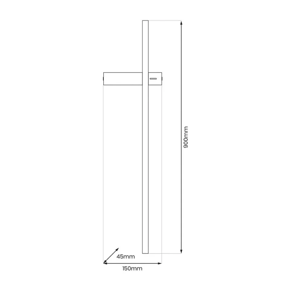 LED-væglampe Vision, højde 90 cm, metal, sort, 3.000 K
