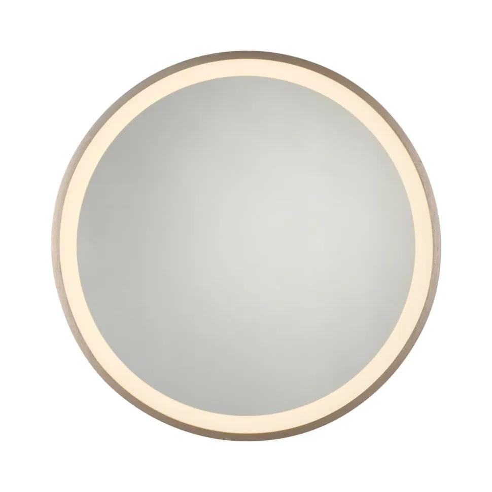 LED-vægspegel VIDRO, bronze, Ø 46 cm, powerbank, afbryder