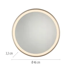 LED-vægspegel VIDRO, bronze, Ø 46 cm, powerbank, afbryder