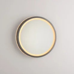 LED-vægspegel VIDRO, grå, Ø 26 cm, powerbank, afbryder