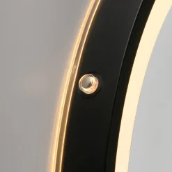 LED-vægspegel VIDRO, sort, Ø 40 cm, powerbank, hængende