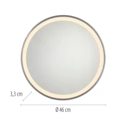 LED-vægspejl VIDRO, grå, Ø 46 cm, powerbank, afbryder