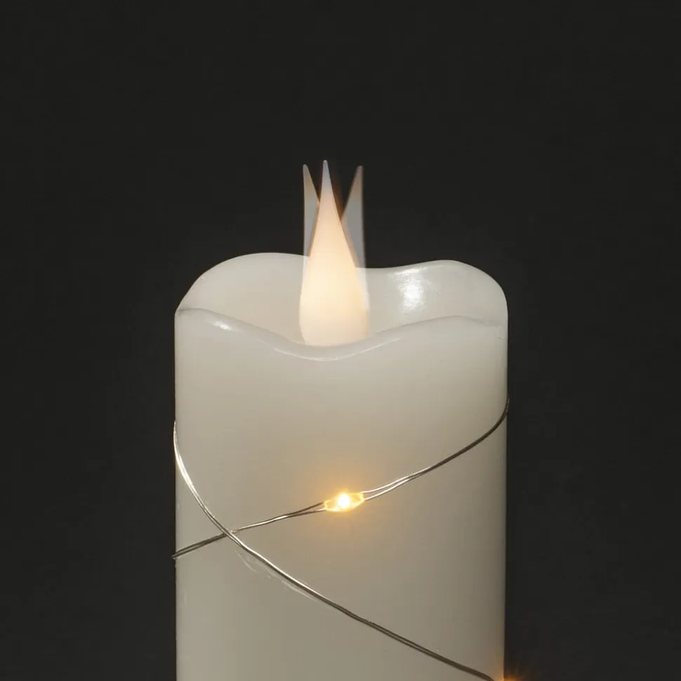 LED-vokslys creme lys farve rav 15,2 cm