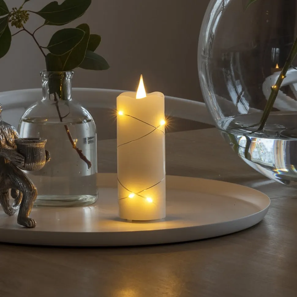 LED-vokslys creme lys farve rav 12,7 cm