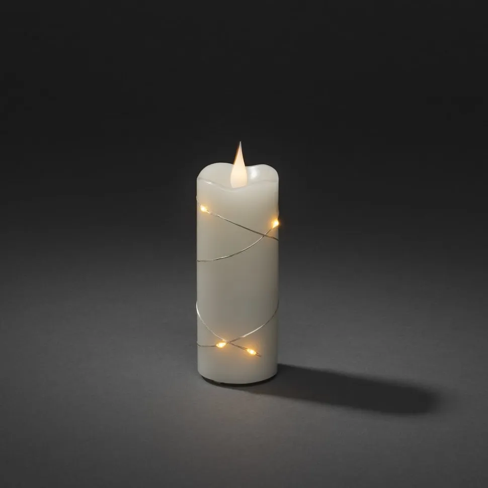 LED-vokslys creme lys farve rav 12,7 cm