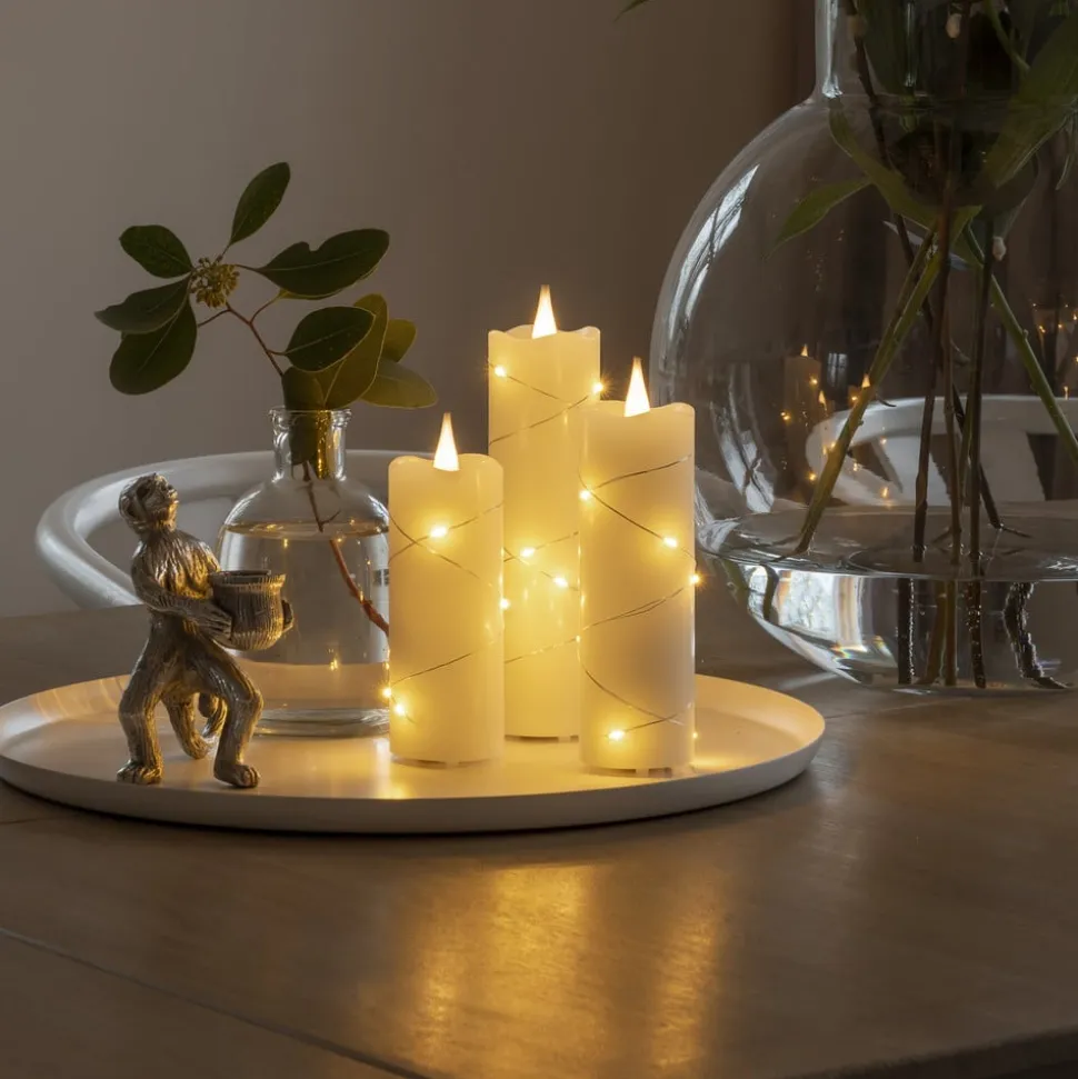 LED-vokslys creme lys farve rav 12,7 cm