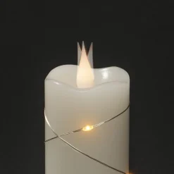 LED-vokslys creme lys farve rav 12,7 cm