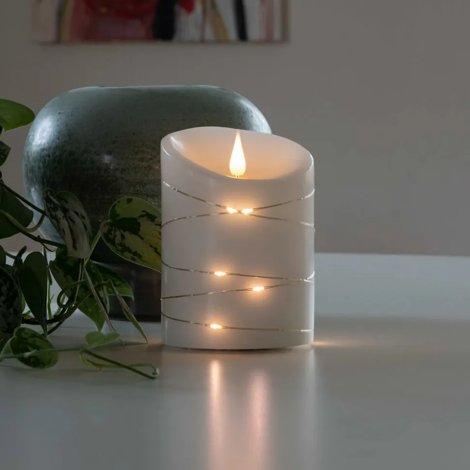 LED-vokslys hvid Lysfarve varm hvid 14 cm