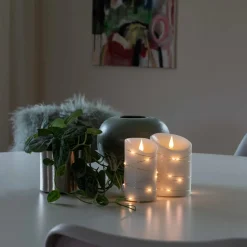 LED-vokslys hvid Lysfarve varm hvid 14 cm