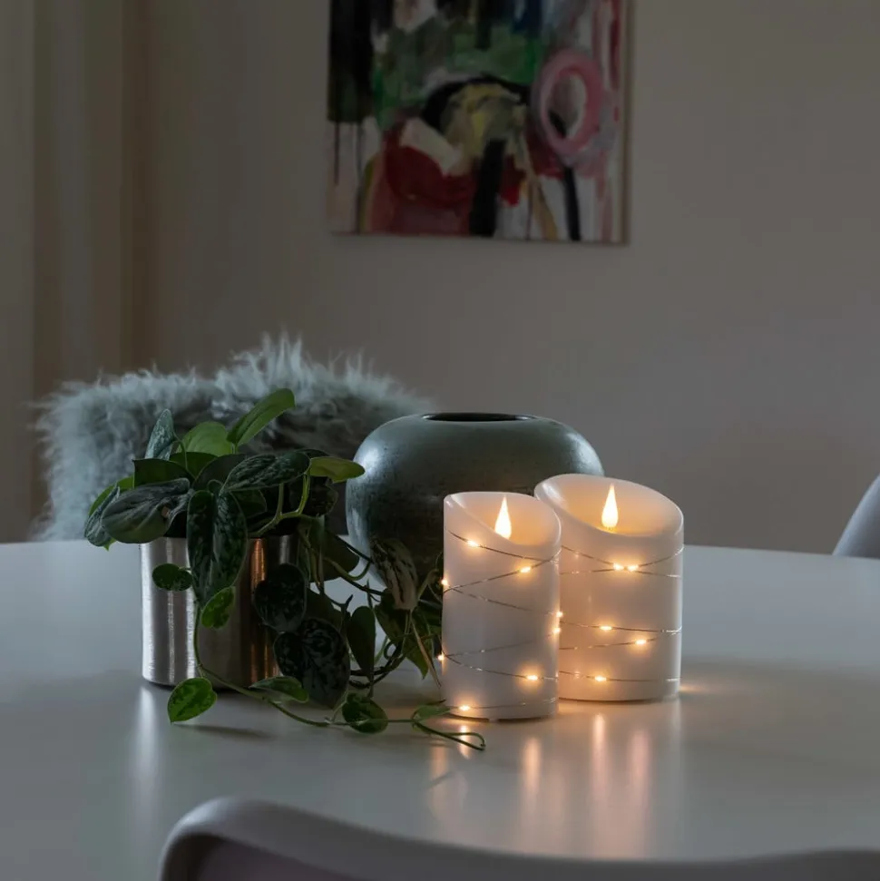 LED-vokslys hvid Lysfarve varm hvid 14 cm