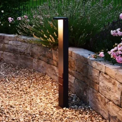 Lerna LED-gadelampe, højde 100 cm, CCT, grå, stikkontakter