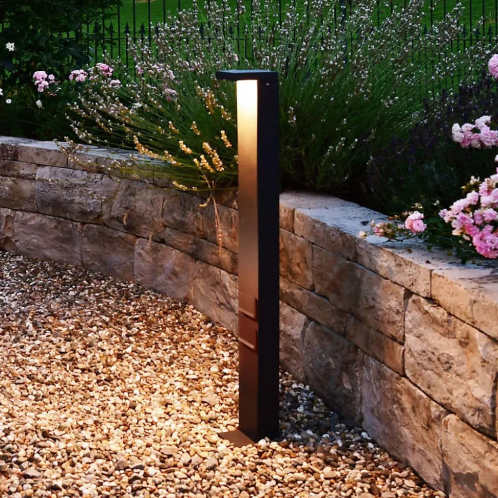 Lerna LED-gadelampe, højde 100 cm, CCT, grå, stikkontakter