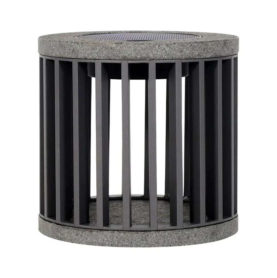 Les Jardins LED-solcellebordlampe Halo, grå, aluminium/granit