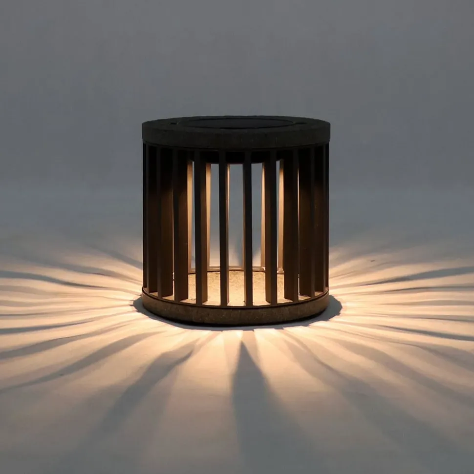 Les Jardins LED-solcellebordlampe Halo, grå, aluminium/granit