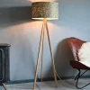 LeuchtNatur Ligno gulvlampe, eg, hø/alpeeng