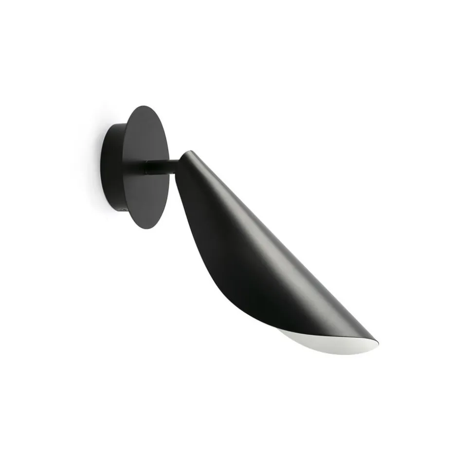 Liggera væglampe, sort, stål, bredde 10,3 cm