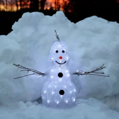 Lille LED-figur Crystal Snowman til udendørs brug