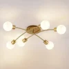 Lindby Agmar loftlampe, 6 lyskilder, messing