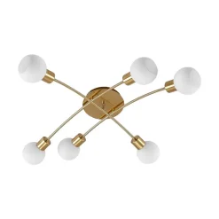Lindby Agmar loftlampe, 6 lyskilder, messing