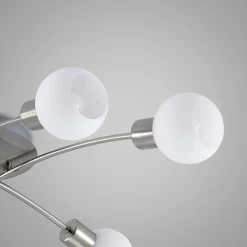 Lindby Agmar loftlampe, nikkelfarvet, glas, 6 lyskilder, E14