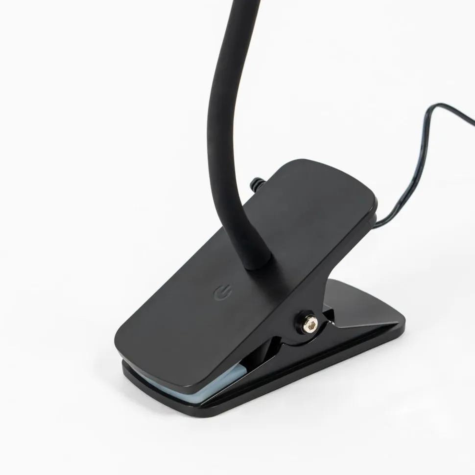 Lindby Ailina LED-bordlampe, klemmefod, sort
