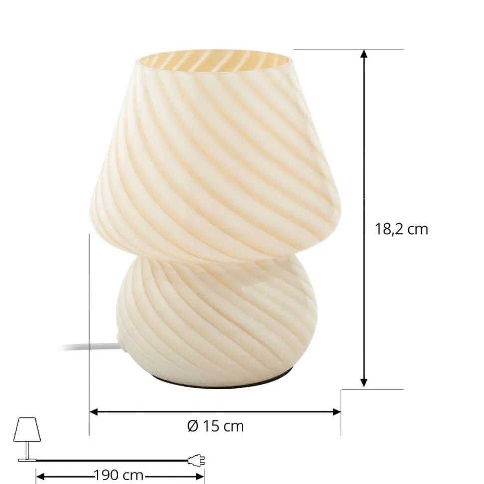 Lindby Andriana bordlampe, gul/hvid, glas, Ø 15 cm