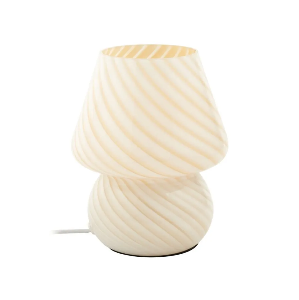 Lindby Andriana bordlampe, gul/hvid, glas, Ø 15 cm