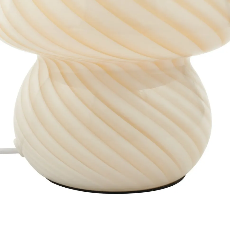 Lindby Andriana bordlampe, gul/hvid, glas, Ø 15 cm